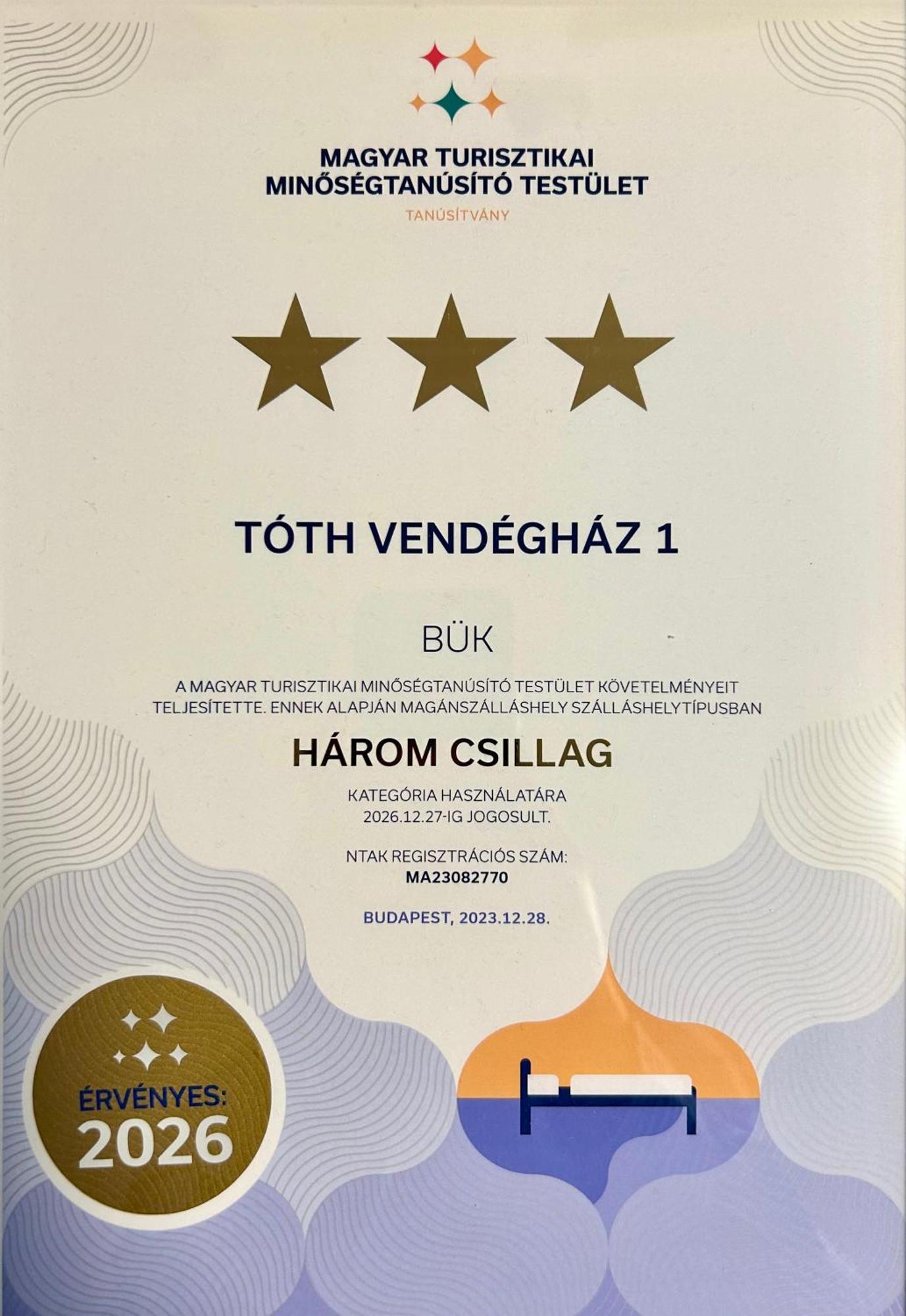 Toth Vendeghaz Hotel Buk Exterior photo